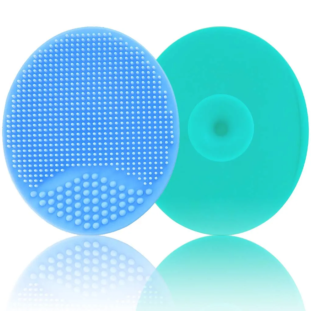 Baby Bath Brush, Baby Cradle Cap Brush, Silicone Massage Brush, Silicone Scrubbers Exfoliator Brush | The SkinSoother Baby Essential for Dry Skin, Cradle Cap and Eczema 2 Pack (Blue & Green) Blue & Green