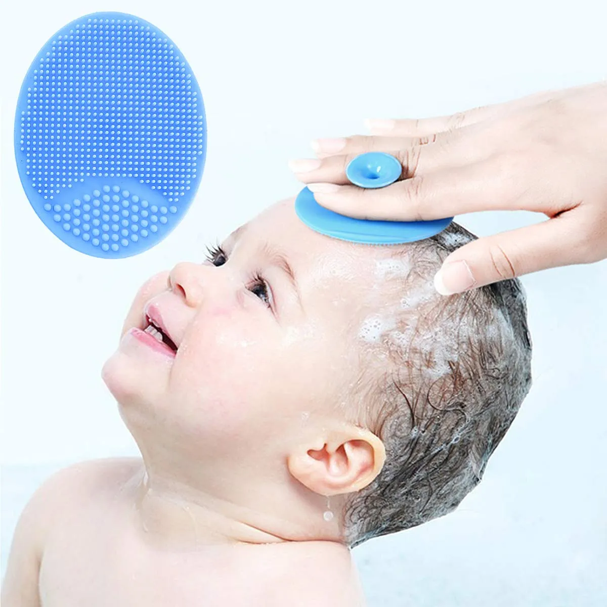 Baby Bath Brush, Baby Cradle Cap Brush, Silicone Massage Brush, Silicone Scrubbers Exfoliator Brush | The SkinSoother Baby Essential for Dry Skin, Cradle Cap and Eczema 2 Pack (Blue & Green) Blue & Green