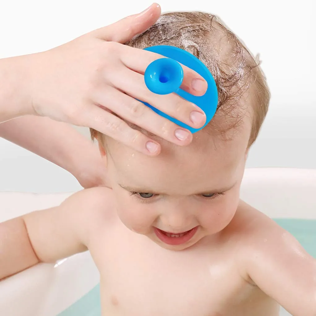 Baby Bath Brush, Baby Cradle Cap Brush, Silicone Massage Brush, Silicone Scrubbers Exfoliator Brush | The SkinSoother Baby Essential for Dry Skin, Cradle Cap and Eczema 2 Pack (Blue & Green) Blue & Green