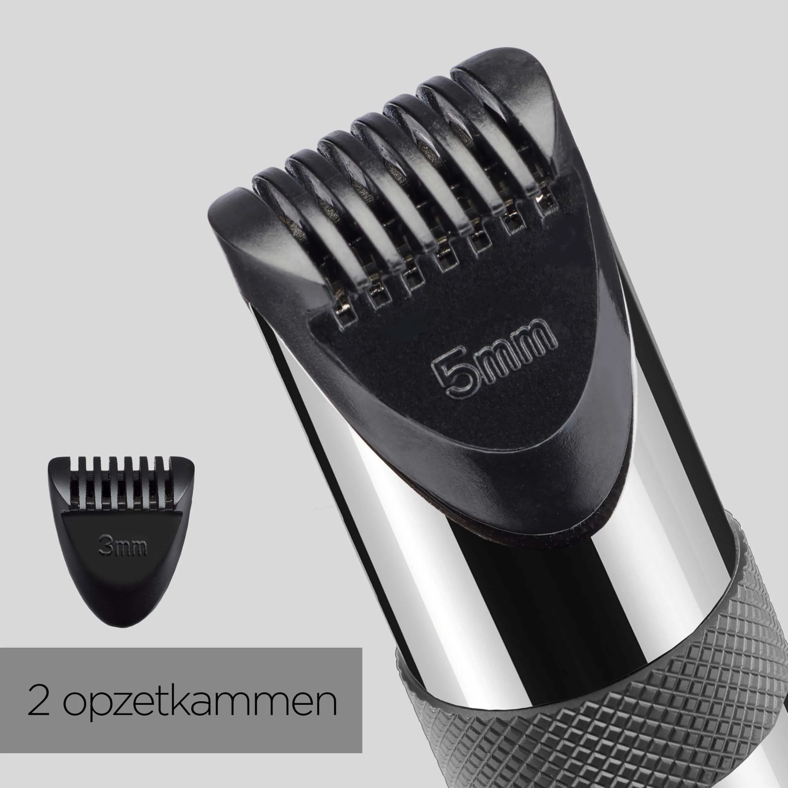 BaByliss Super-X Metal Nose, Ear & Eyebrow Trimmer, 3-in-1 Detail Trimmer, Nose Hair Trimmer, Ear Hair Trimmer, 2 Attachments, 2 Comb Guides, Battery Operated, E116E Silver