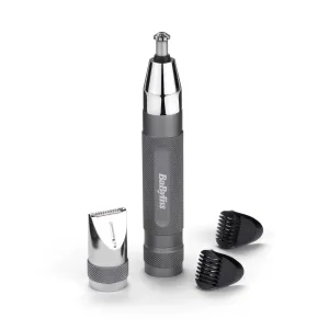 BaByliss Super-X Metal Nose, Ear & Eyebrow Trimmer, 3-in-1 Detail Trimmer, Nose Hair Trimmer, Ear Hair Trimmer, 2 Attachments, 2 Comb Guides, Battery Operated, E116E Silver