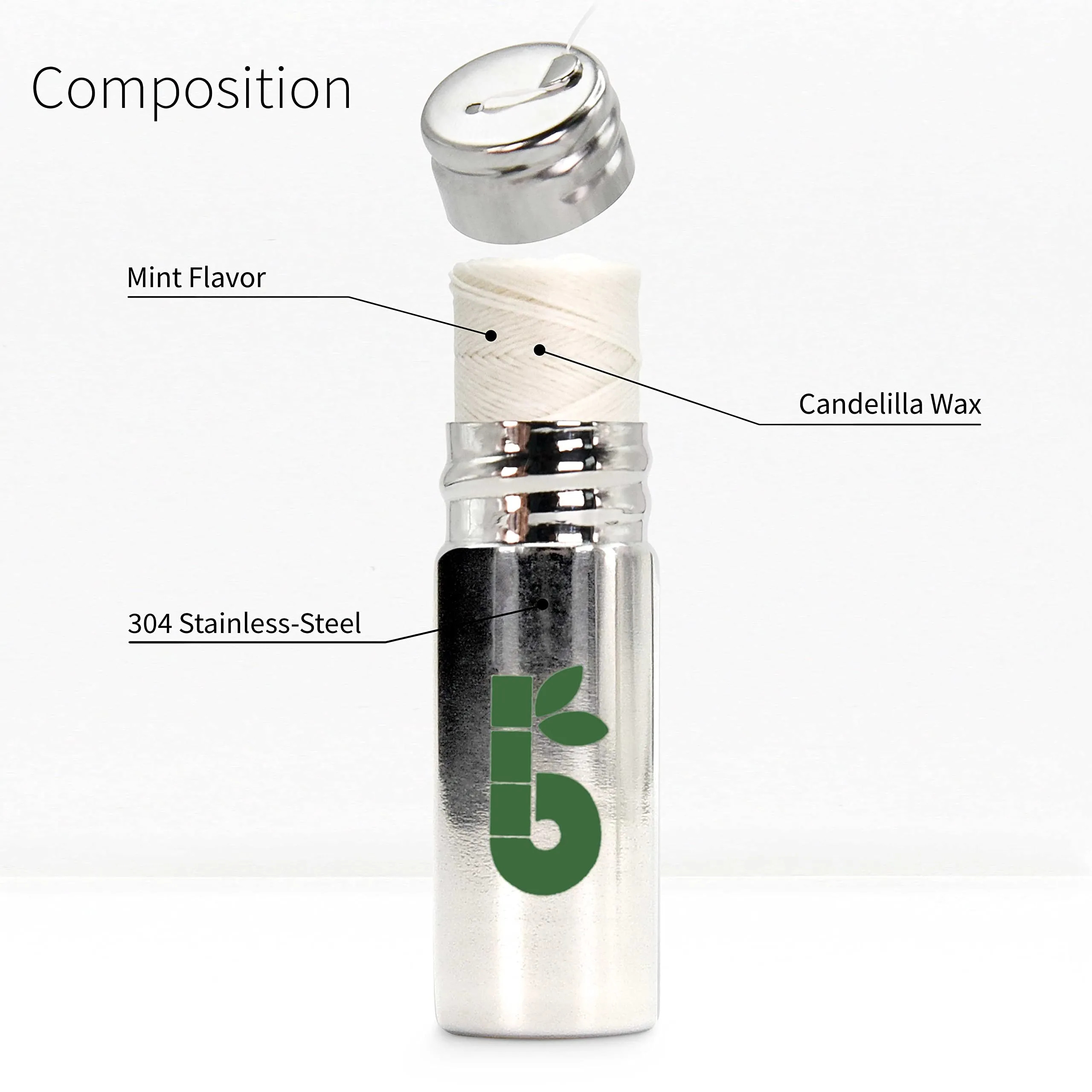 Bambaw Vegan Eco Floss and Stainless Steel Dental Floss Dispenser | Non Plastic Dental Floss | Tooth Floss | Natural Dental Tape | Tape Floss | 1x50 Meter Refill Vegan Floss   Dispenser