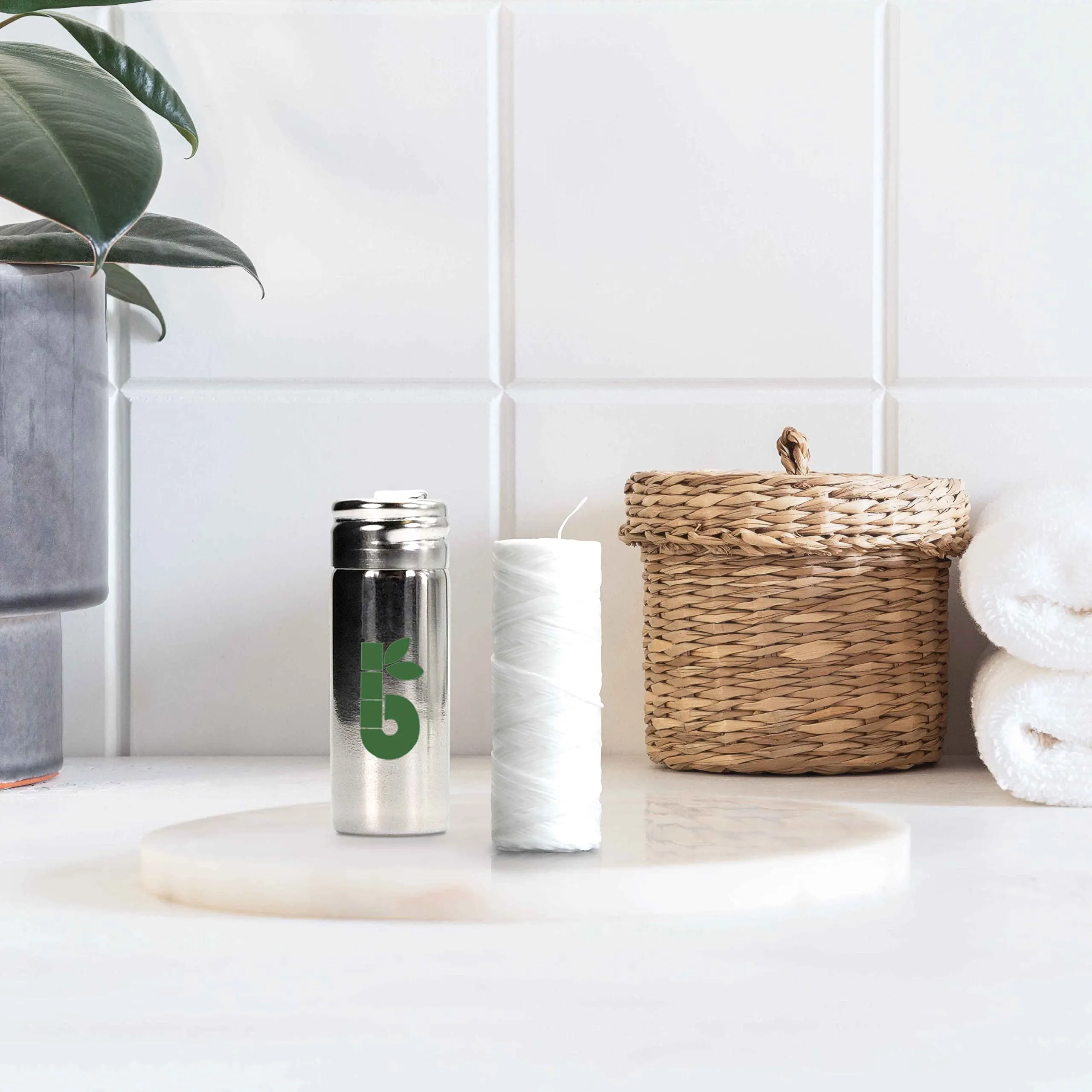 Bambaw Vegan Eco Floss and Stainless Steel Dental Floss Dispenser | Non Plastic Dental Floss | Tooth Floss | Natural Dental Tape | Tape Floss | 1x50 Meter Refill Vegan Floss   Dispenser