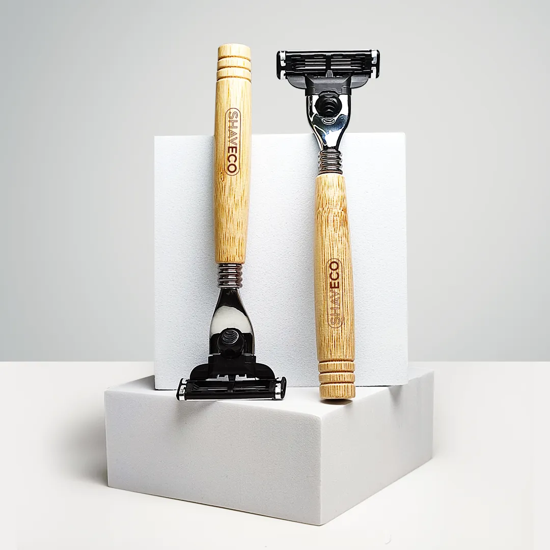 Bamboo Shaving Razor EDGE 3 Blades - Handle made from 100% Bamboo