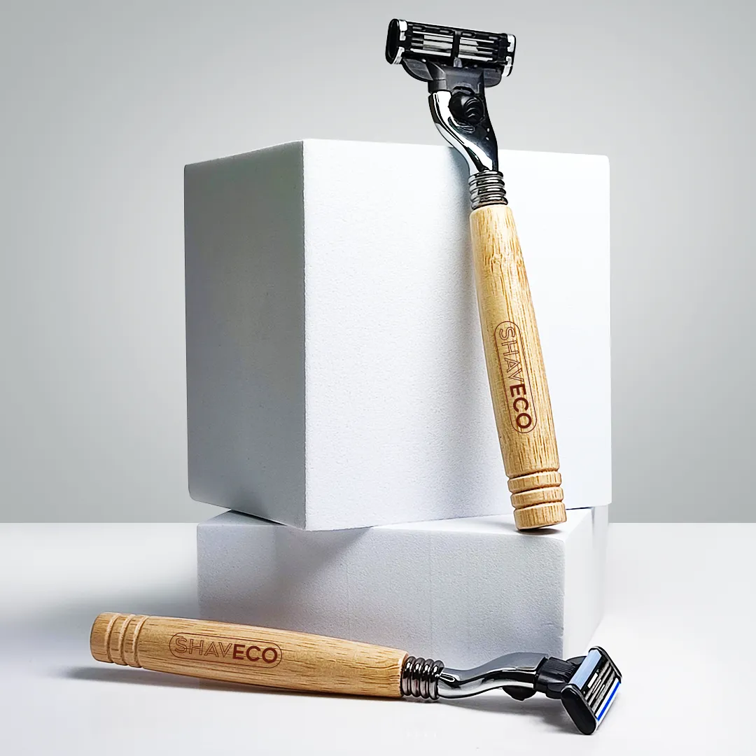 Bamboo Shaving Razor EDGE 3 Blades - Handle made from 100% Bamboo