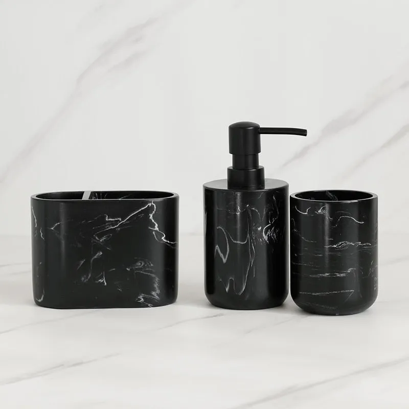 Bathroom Accessory Set Imitate Marble Resin Toothbrush Holder Toilet Brush Soap Dispenser Pump Bottle Soap dish Mouthwash Cup