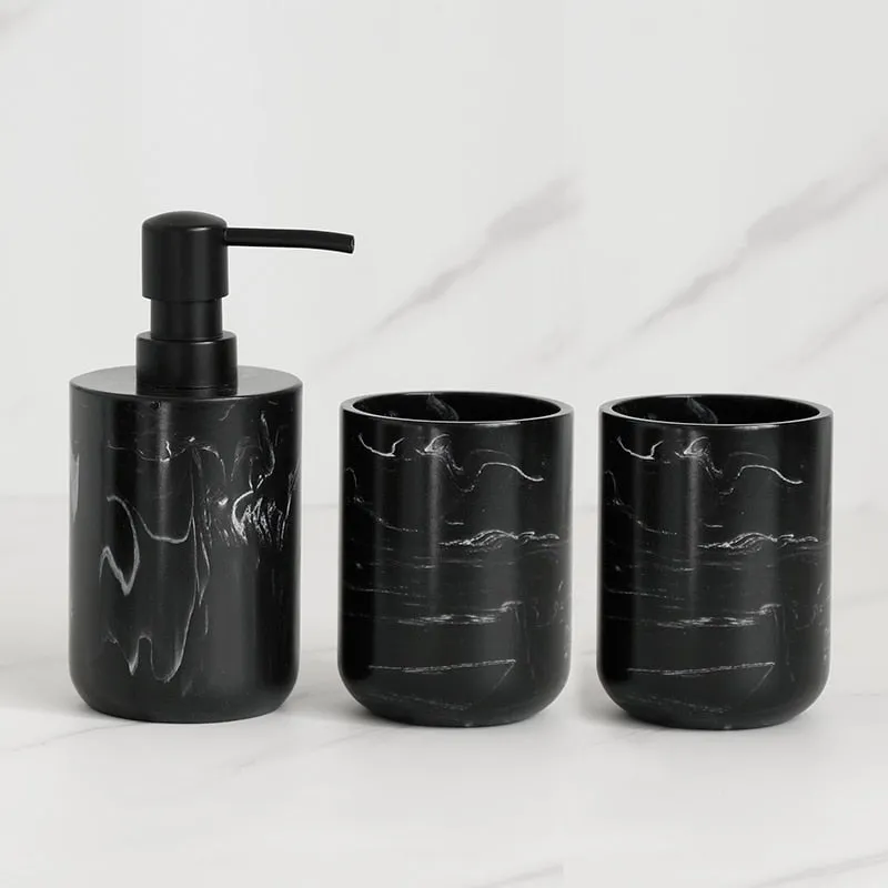 Bathroom Accessory Set Imitate Marble Resin Toothbrush Holder Toilet Brush Soap Dispenser Pump Bottle Soap dish Mouthwash Cup