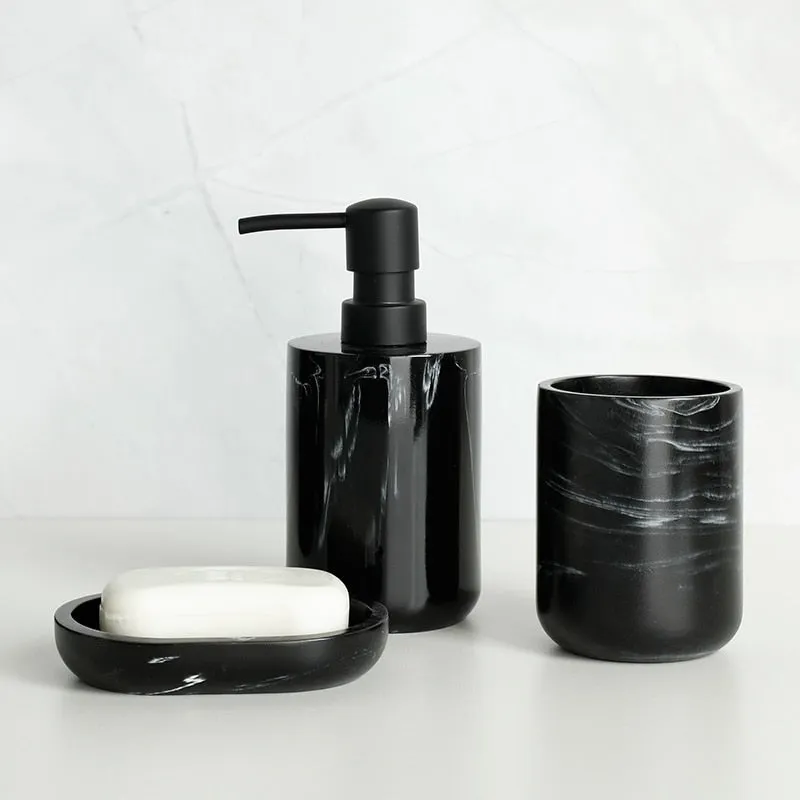 Bathroom Accessory Set Imitate Marble Resin Toothbrush Holder Toilet Brush Soap Dispenser Pump Bottle Soap dish Mouthwash Cup