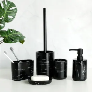 Bathroom Accessory Set Imitate Marble Resin Toothbrush Holder Toilet Brush Soap Dispenser Pump Bottle Soap dish Mouthwash Cup
