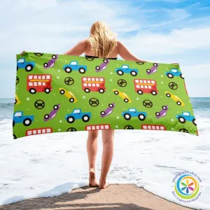 Beep Beep Transportation Beach Bath Towel