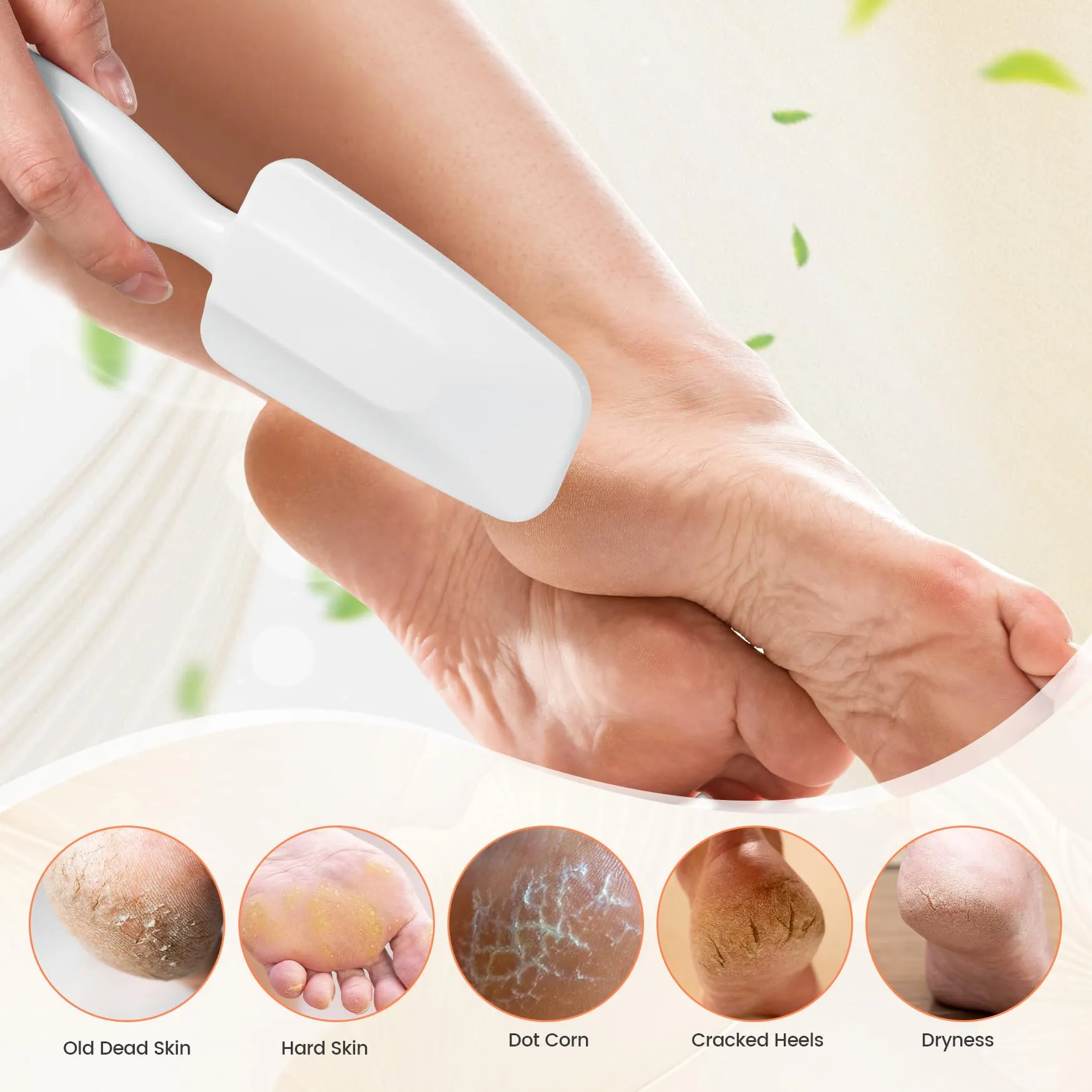 BEZOX Nano Glass Foot File and Callus Remover - Highly Effective Callus Remover Awaken Soft Smooth Feet - Durable Foot Scrubber, Long Lasting Foot Buffer - Comfortable Handle (White) White