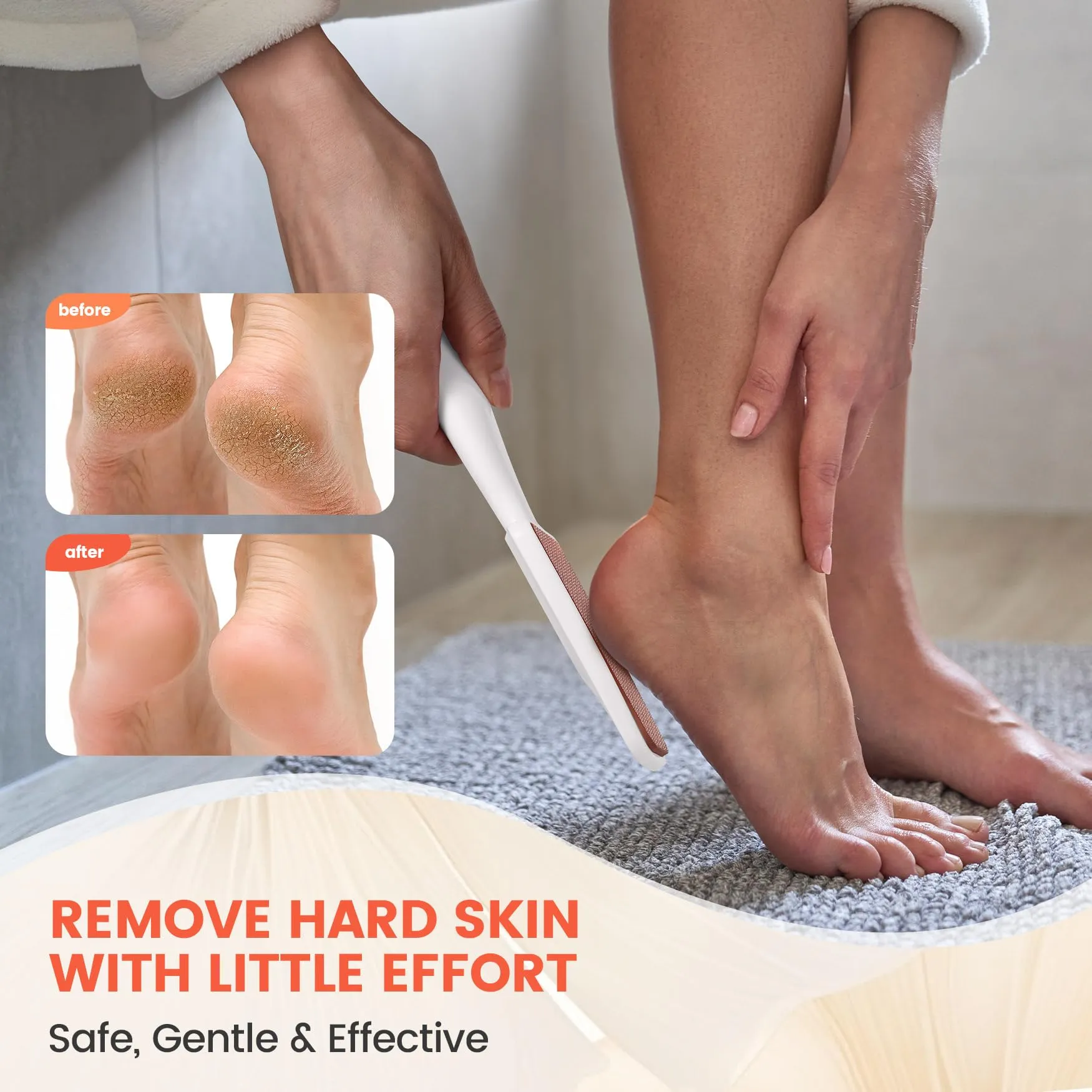 BEZOX Nano Glass Foot File and Callus Remover - Highly Effective Callus Remover Awaken Soft Smooth Feet - Durable Foot Scrubber, Long Lasting Foot Buffer - Comfortable Handle (White) White