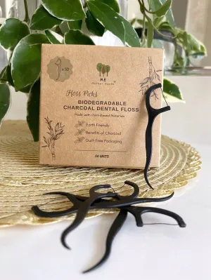Biodegradable Charcoal Dental Floss Picks