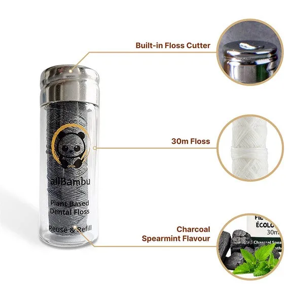Biodegradable Eco Charcoal Dental Floss By allBambu