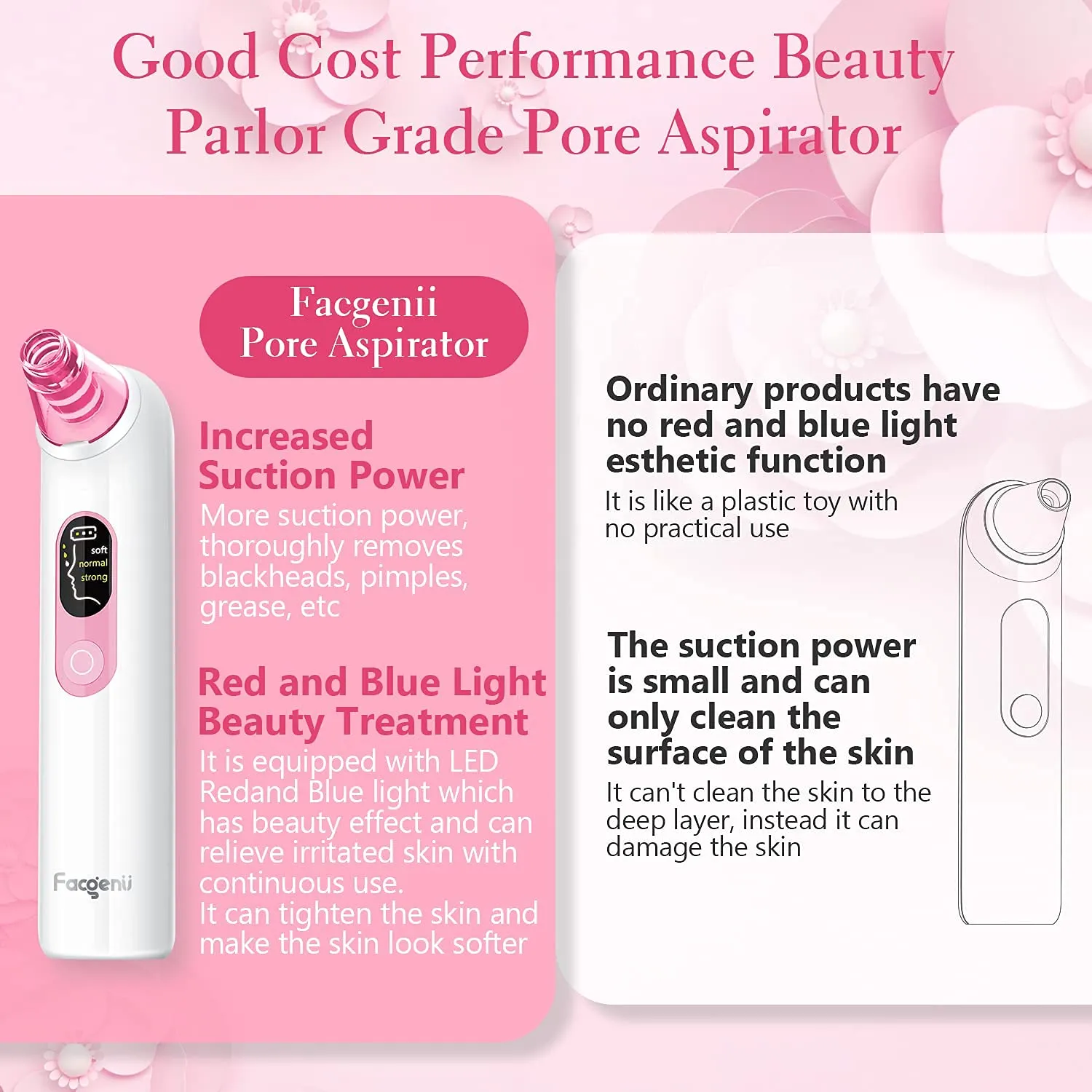 Blackhead Pore Vacuum Cleaner Remover USB Rechargeable with LCD Screen Kit Suction A21888