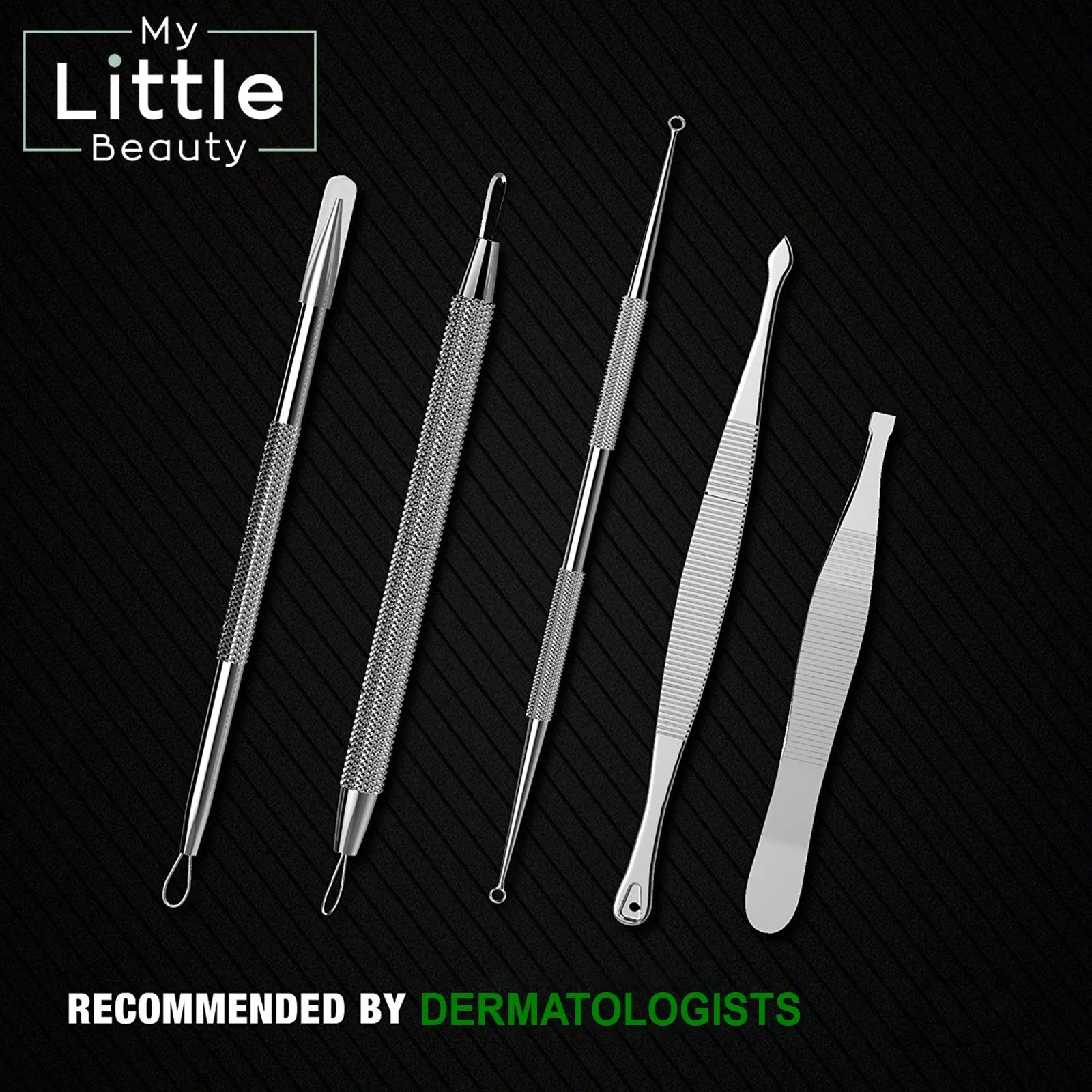 Blackhead Remover Kit - MY LITTLE BEAUTY - Comedone Extractor Tool Set - Remove Blackheads, Comedones and Whiteheads