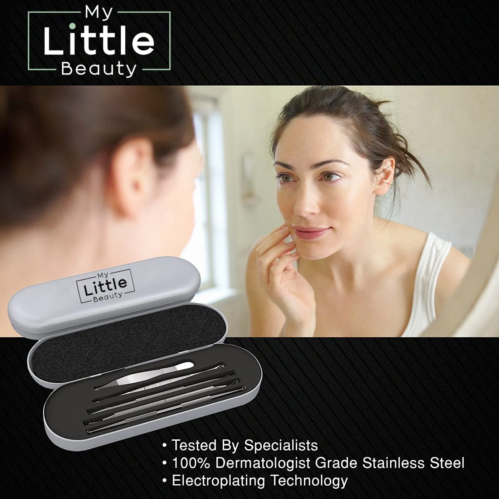 Blackhead Remover Kit - MY LITTLE BEAUTY - Comedone Extractor Tool Set - Remove Blackheads, Comedones and Whiteheads