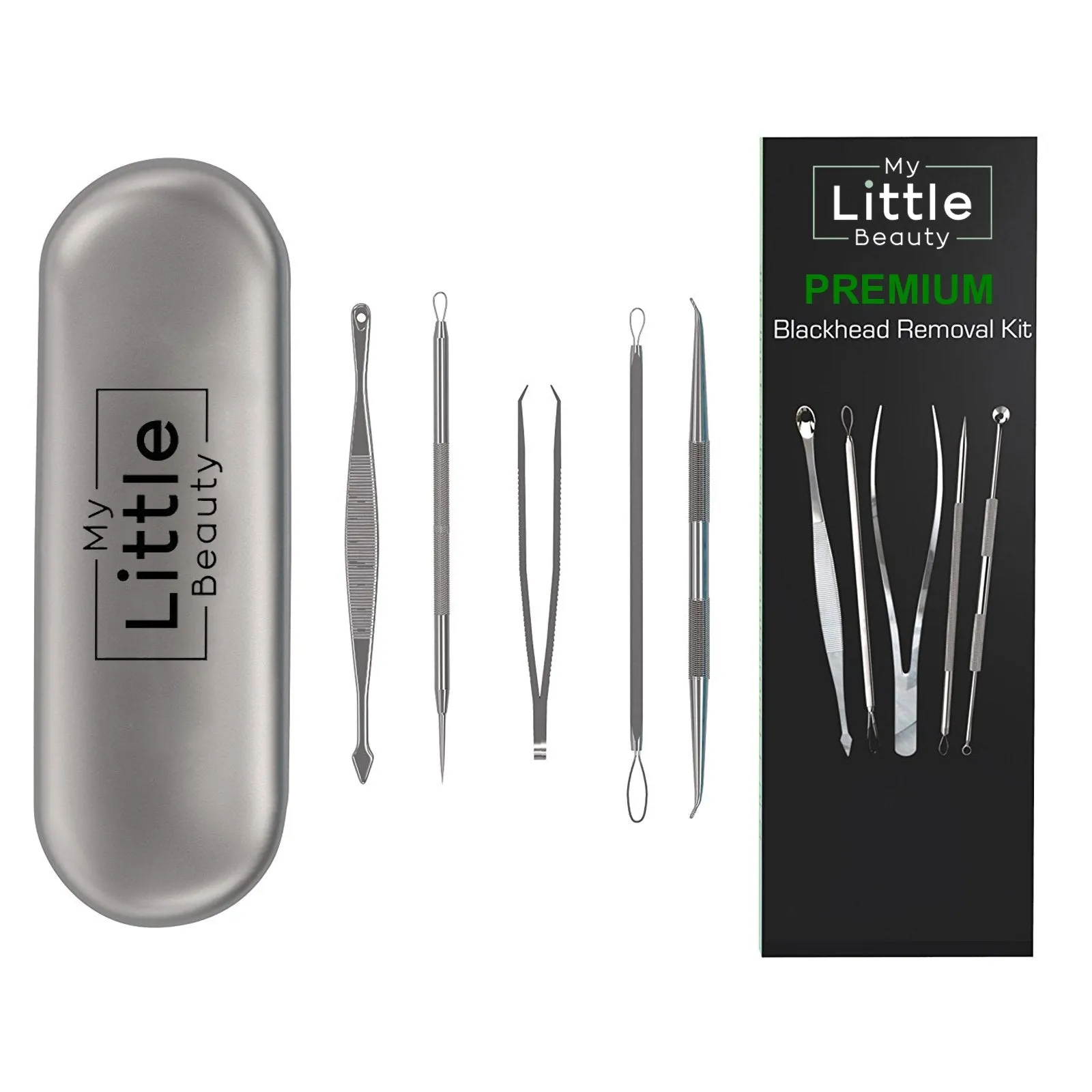 Blackhead Remover Kit - MY LITTLE BEAUTY - Comedone Extractor Tool Set - Remove Blackheads, Comedones and Whiteheads