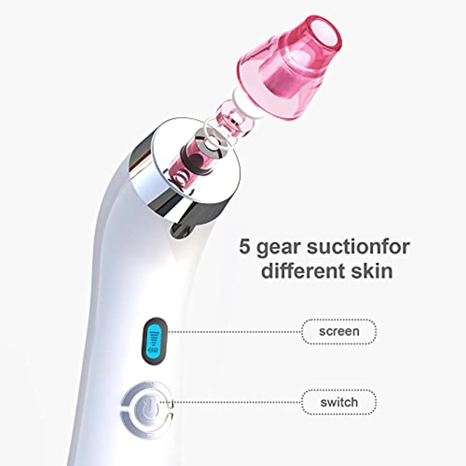 Blackhead Remover Pore Vacuum Electric Blackhead Vacuum Cleaner Blackhead Extractor Tool Device Comedo Removal Suction Beauty Device for Women（Pink)