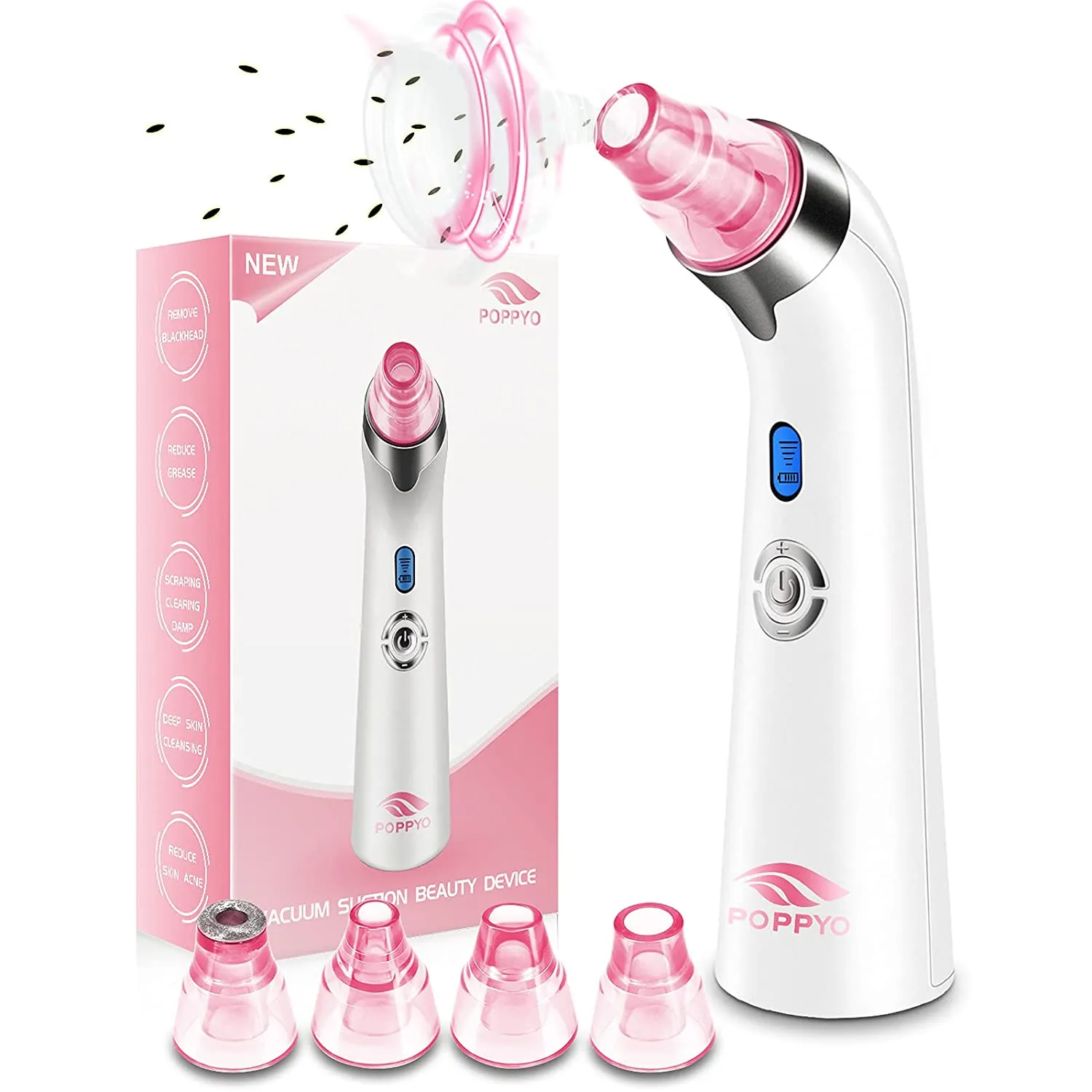 Blackhead Remover Pore Vacuum Electric Blackhead Vacuum Cleaner Blackhead Extractor Tool Device Comedo Removal Suction Beauty Device for Women（Pink)