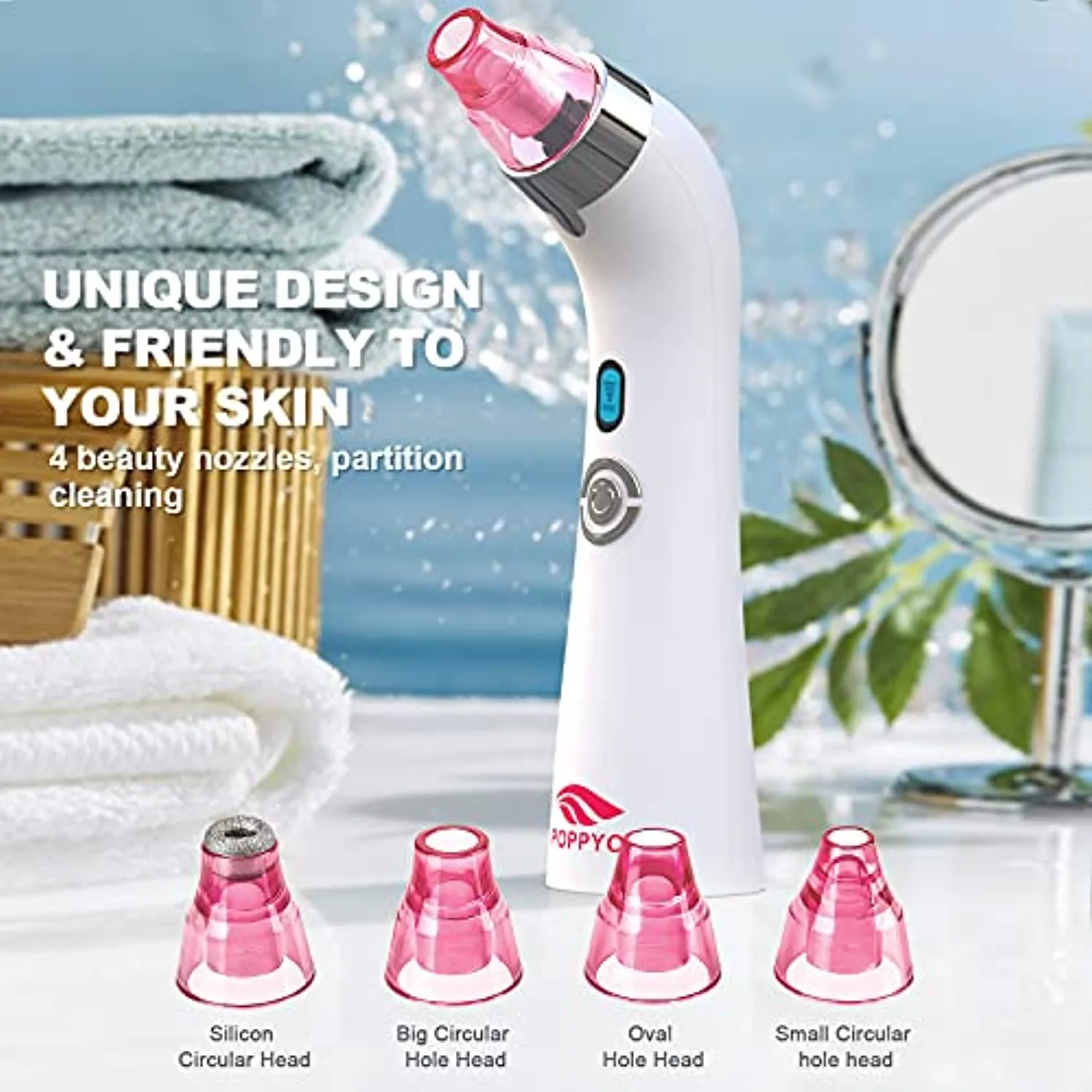 Blackhead Remover Pore Vacuum Electric Blackhead Vacuum Cleaner Blackhead Extractor Tool Device Comedo Removal Suction Beauty Device for Women（Pink)