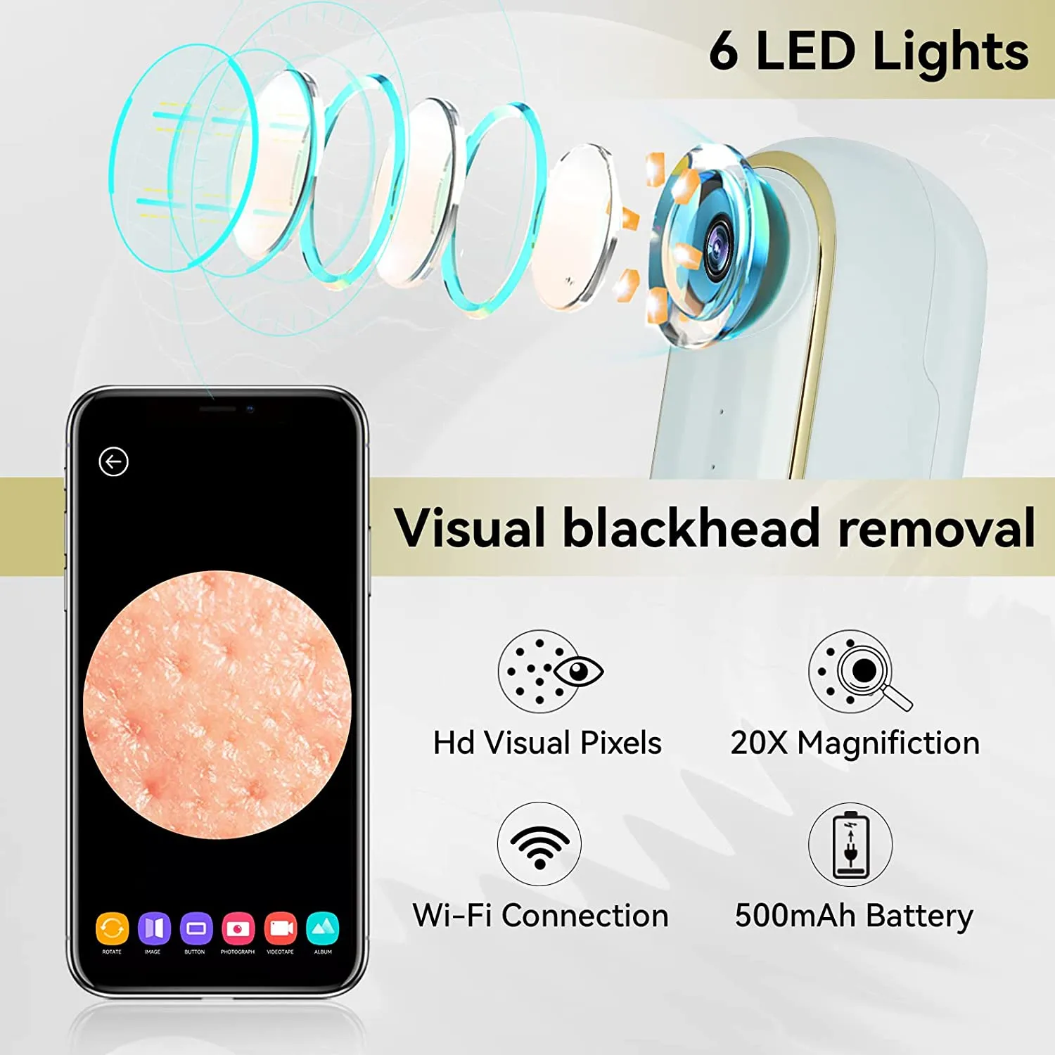 Blackhead Remover Vacuum with Camera Pore Camera for Face Electric Blackhead Suction Tool Facial Deep Cleaning for Acne MB10097