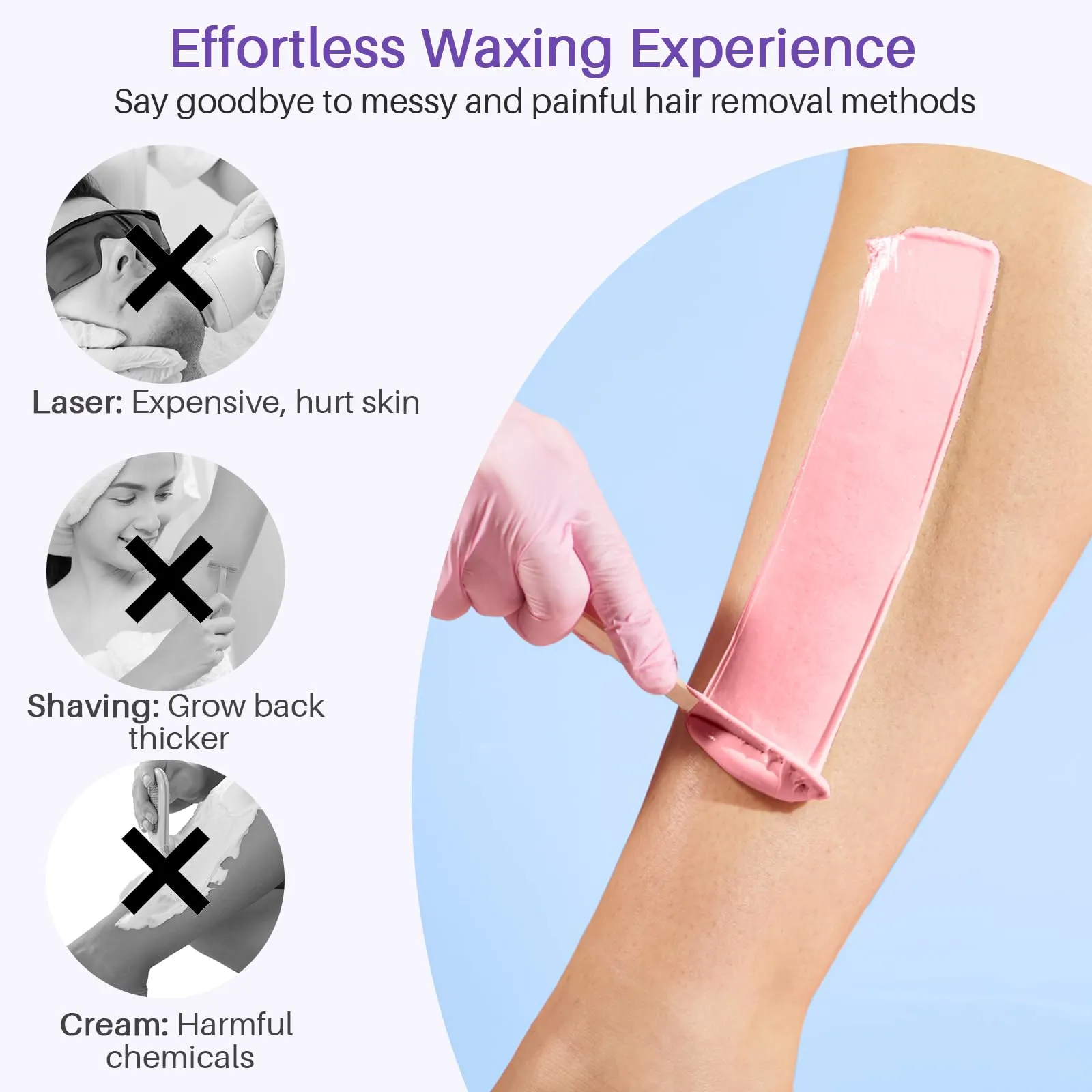 BLITZWAX Rose Wax Beads for Hair Removal 1.3lb Hard Wax Beans for Sensitive Skin, with 2 Silicone Sticks and 2 Pre&Post Waxing Oils for Bikini, Face and Brazilian, Suitable for Women Men at Home Salon