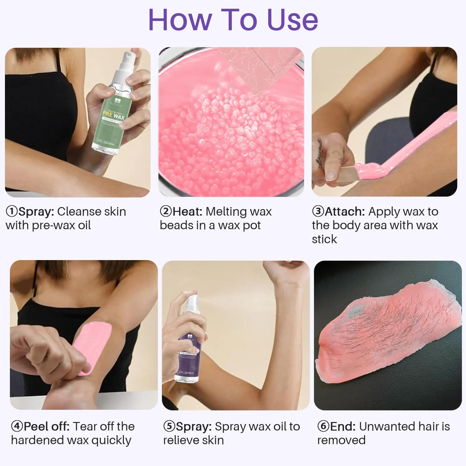 BLITZWAX Rose Wax Beads for Hair Removal 1.3lb Hard Wax Beans for Sensitive Skin, with 2 Silicone Sticks and 2 Pre&Post Waxing Oils for Bikini, Face and Brazilian, Suitable for Women Men at Home Salon