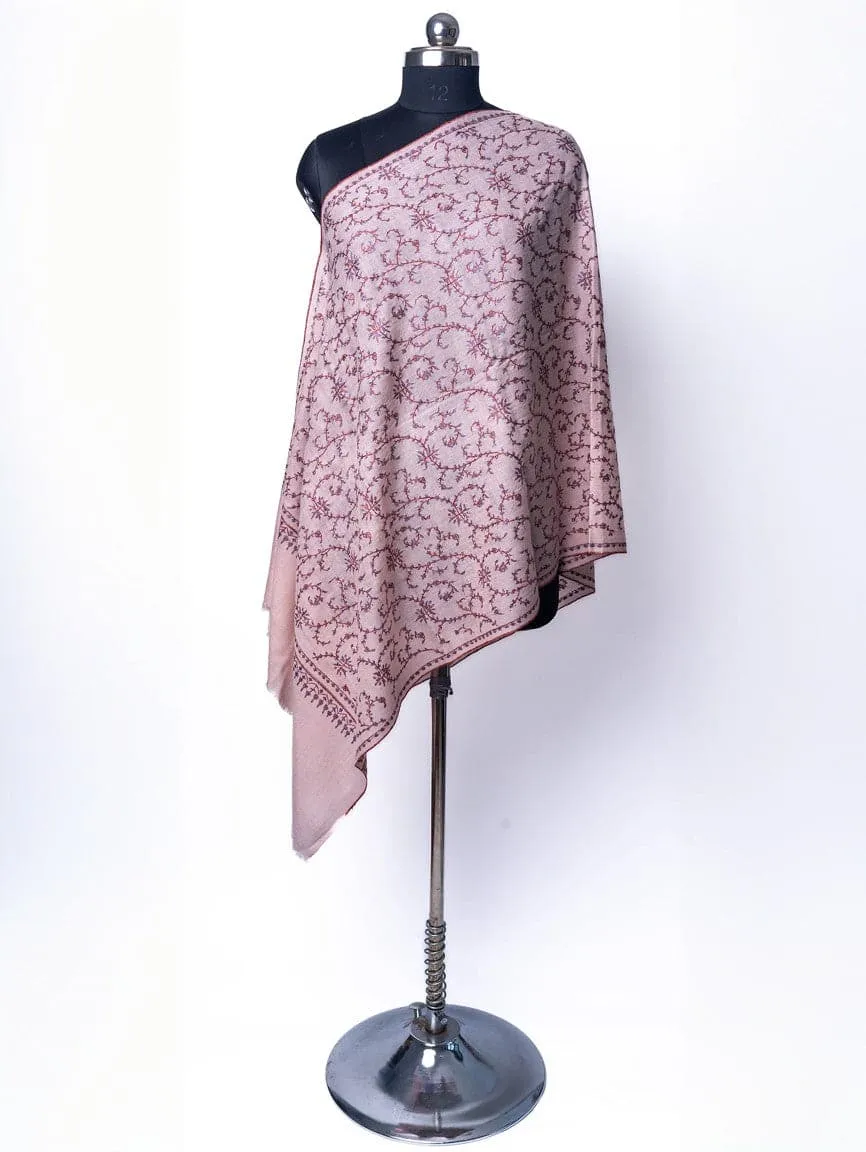Blush Tapestry Sozni Pashmina – Hand Embroidered Scarf of Harmony