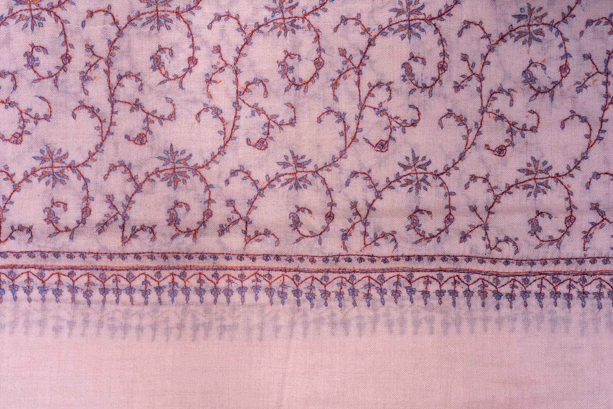 Blush Tapestry Sozni Pashmina – Hand Embroidered Scarf of Harmony