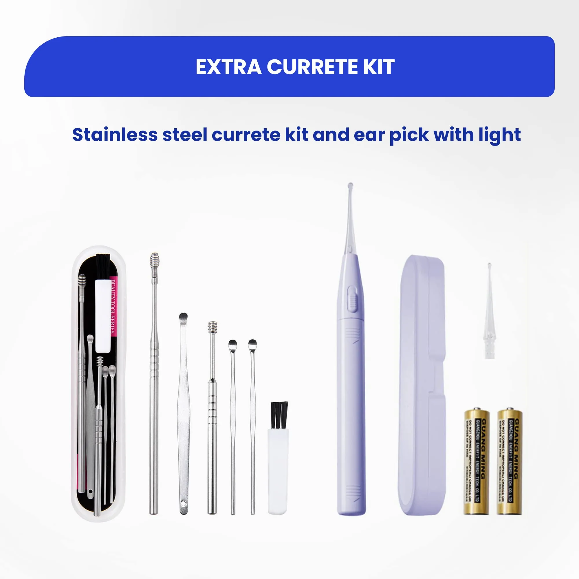 BOCOOLIFE Earwax Removal Kit,Earwax Cleaner System-Ear Cleaning Washer Removal Tool with Lighted Ear Curette Pick,Ear Basin,30 Ear Tips,Cotton Swabs,Safe and Easy to Clean Ear Blockage Wax of All Ages