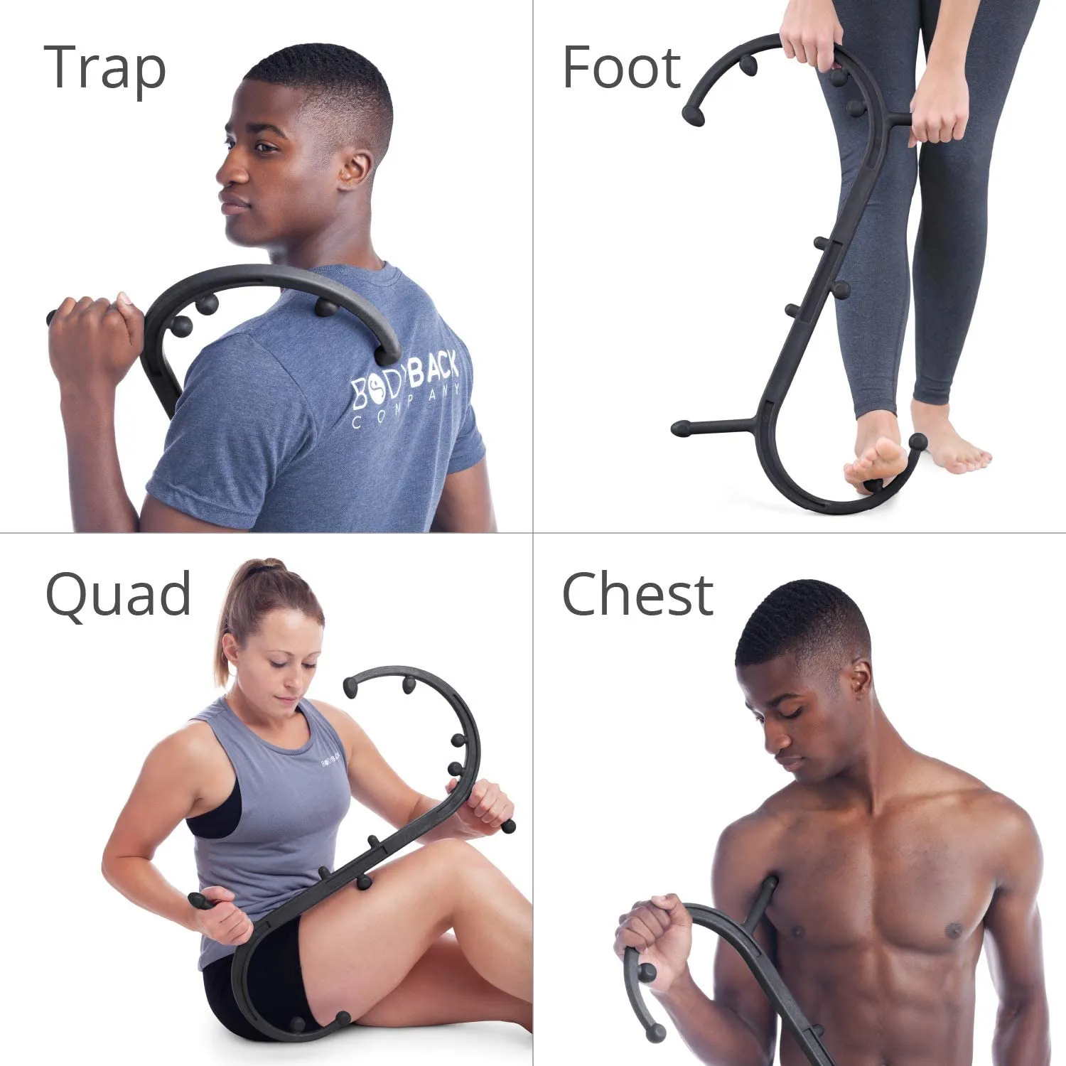 Body Back Buddy Classic - Trigger Point Massage Tool, Neck and Back Massager Handheld, Manual Self Massager, Massage Cane, Muscle Knot Remover with Instructions (Black Marbled) Black Marbled Single