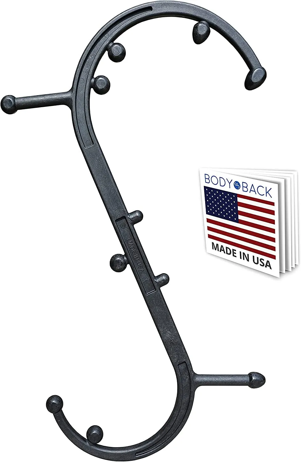 Body Back Buddy Classic - Trigger Point Massage Tool, Neck and Back Massager Handheld, Manual Self Massager, Massage Cane, Muscle Knot Remover with Instructions (Black Marbled) Black Marbled Single