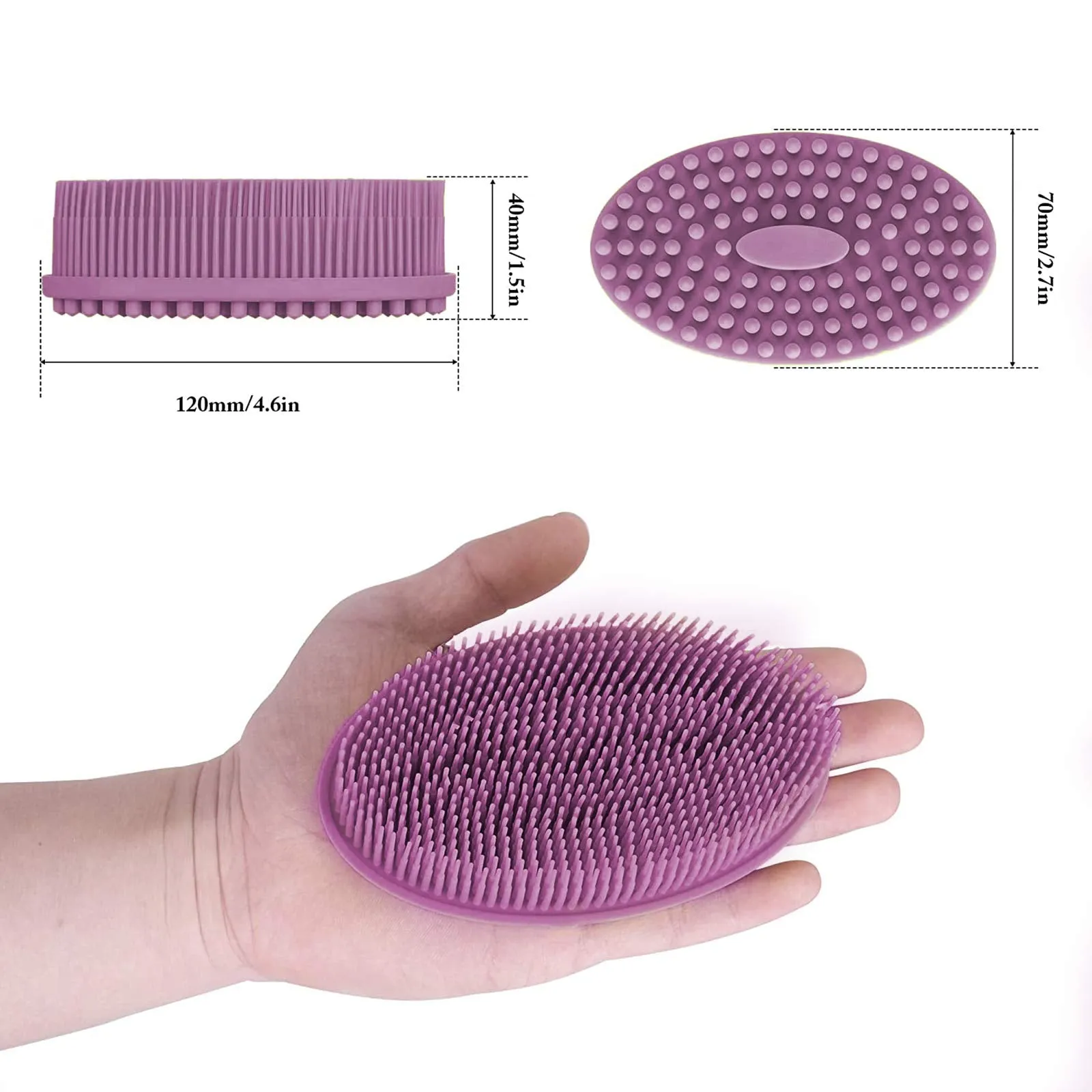 Body Brush,Silicone Body Bath Brush Double Side Back Scrubber Handle Bath Shower Brushes Scrubbers with Ultra Soft Bristles,Non-Slip