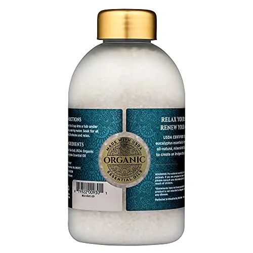 Bokek Organic Eucalyptus Bath Salt, Dead Sea Salt Scented with Certified Organic Essential Oil, 8 Ounce Resealable Pouch