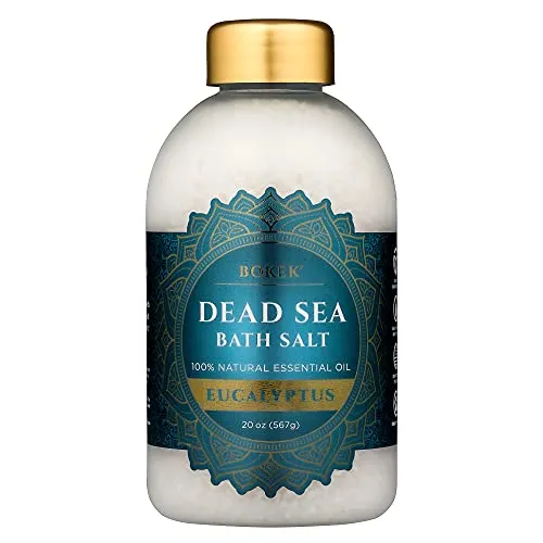 Bokek Organic Eucalyptus Bath Salt, Dead Sea Salt Scented with Certified Organic Essential Oil, 8 Ounce Resealable Pouch