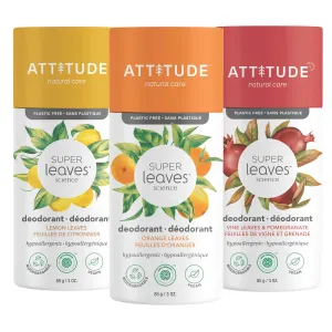 Bundle of 3 Plastic Free Deodorants : SUPER LEAVES™ : Fruity scents mix