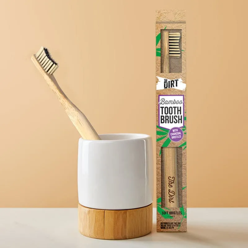 Buy with Prime - Bamboo Toothbrush with Charcoal Infused Bristles
