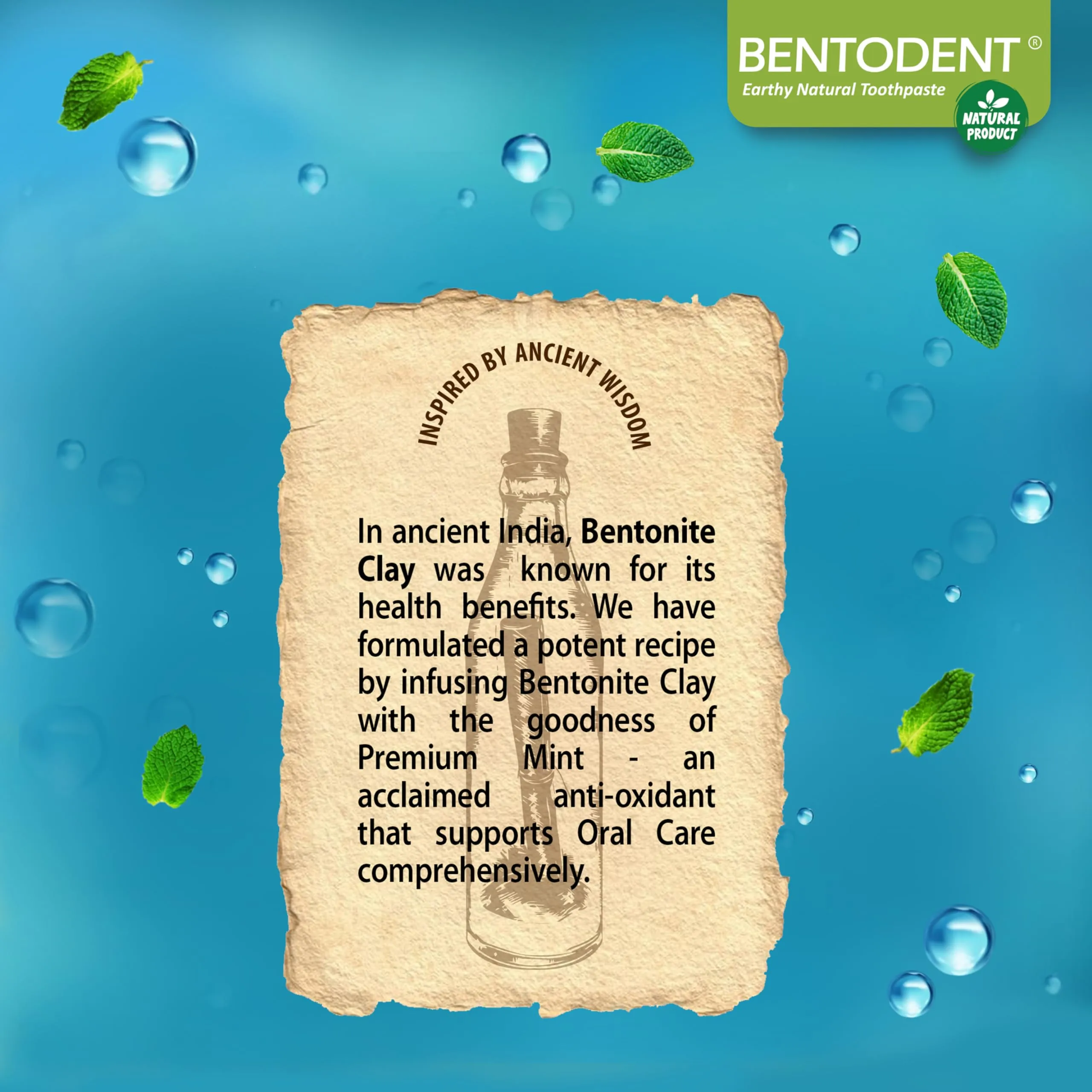 Calcium Bentonite Clay Toothpaste- Fluoride Free Toothpaste - Made Safe Certified Perfect Trio - for Complete Oral Care for Plaque Removal, Teeth Whitening, Fresh Breath, Adult & Kids Oral Care