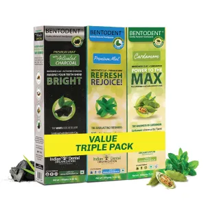 Calcium Bentonite Clay Toothpaste- Fluoride Free Toothpaste - Made Safe Certified Perfect Trio - for Complete Oral Care for Plaque Removal, Teeth Whitening, Fresh Breath, Adult & Kids Oral Care