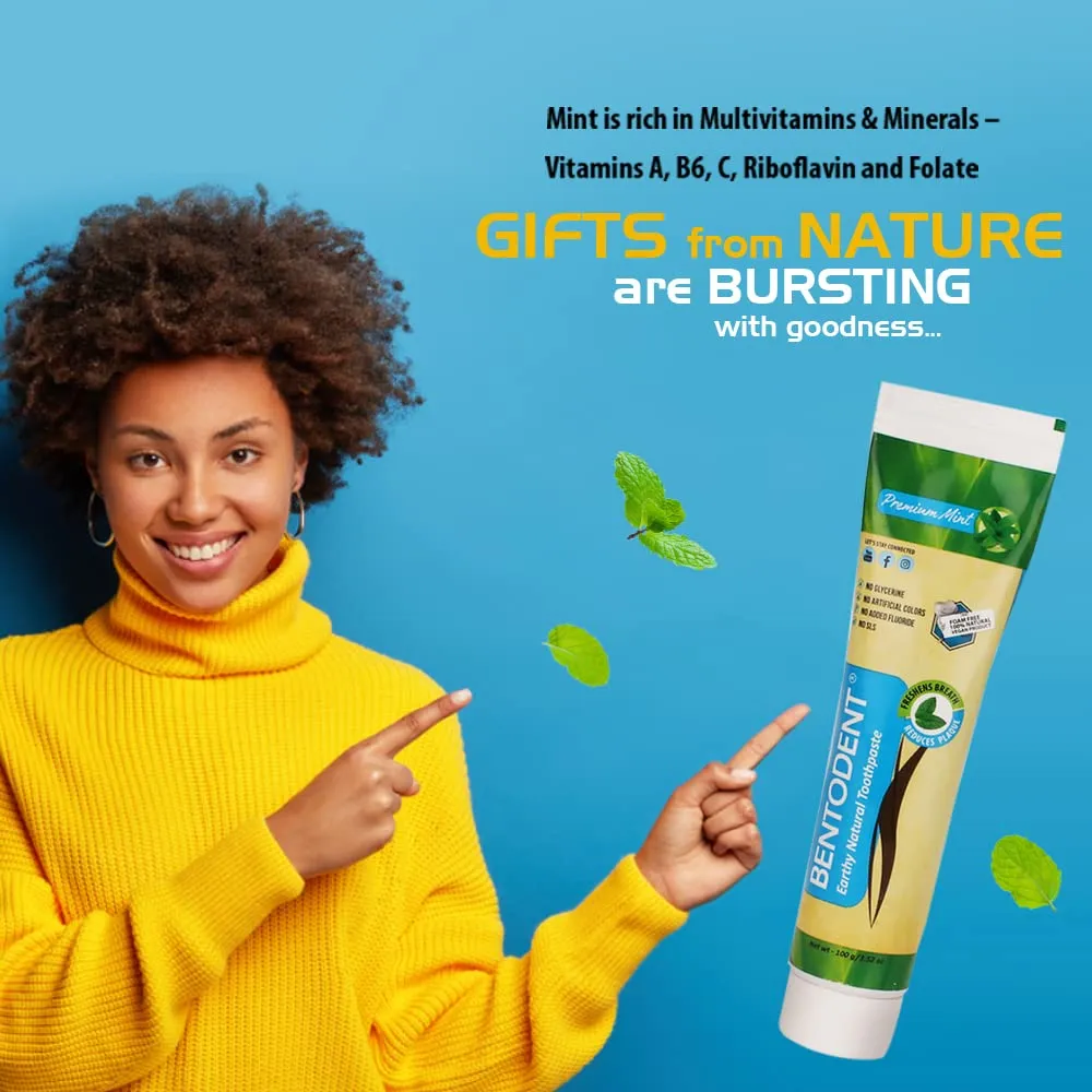 Calcium Bentonite Clay Toothpaste- Fluoride Free Toothpaste - Made Safe Certified Perfect Trio - for Complete Oral Care for Plaque Removal, Teeth Whitening, Fresh Breath, Adult & Kids Oral Care
