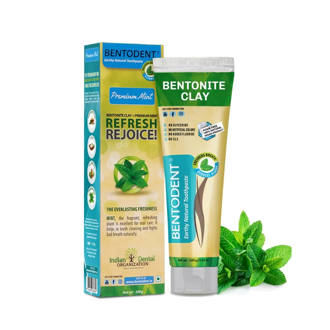 Calcium Bentonite Clay Toothpaste- Fluoride Free Toothpaste - Made Safe Certified Perfect Trio - for Complete Oral Care for Plaque Removal, Teeth Whitening, Fresh Breath, Adult & Kids Oral Care