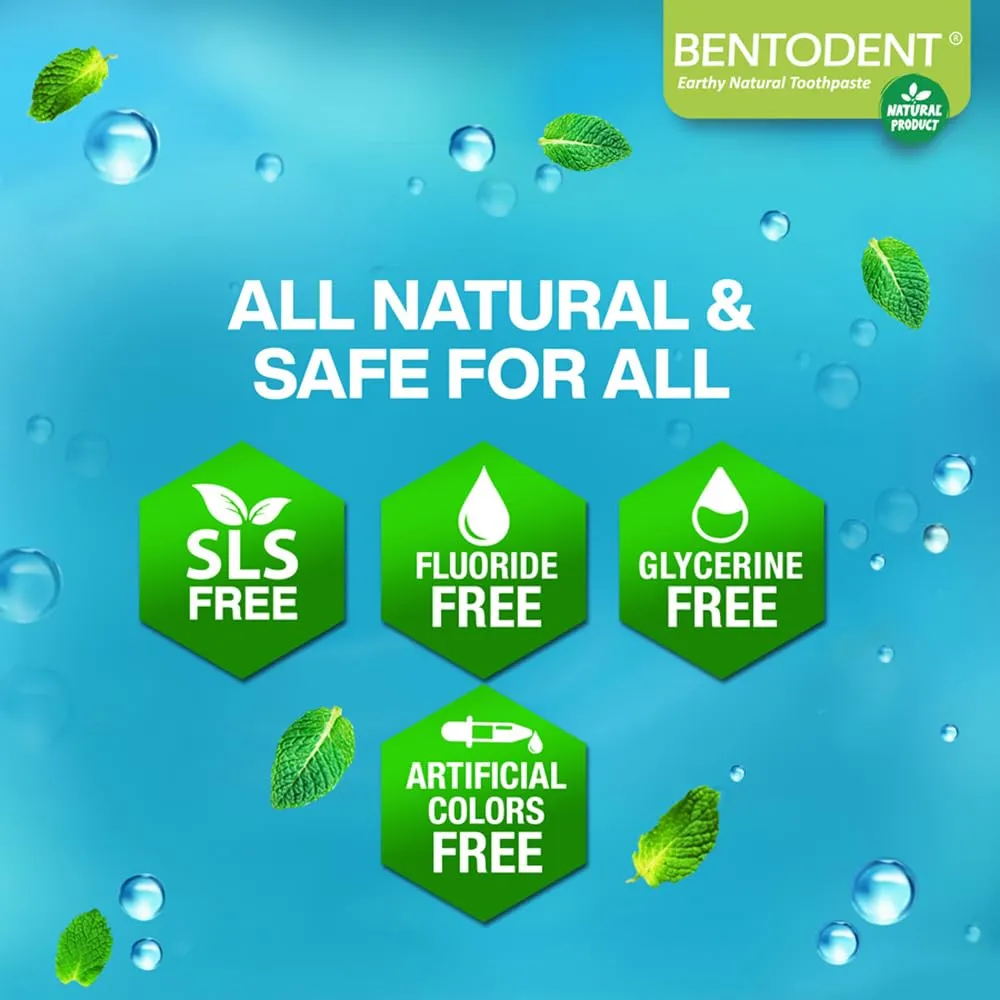Calcium Bentonite Clay Toothpaste- Fluoride Free Toothpaste - Made Safe Certified Perfect Trio - for Complete Oral Care for Plaque Removal, Teeth Whitening, Fresh Breath, Adult & Kids Oral Care