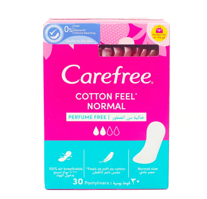 Carefree Cotton Feel Perfume Free Breathable Pantyliners 30 pcs