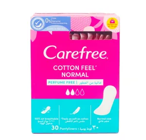 Carefree Cotton Feel Perfume Free Breathable Pantyliners 30 pcs