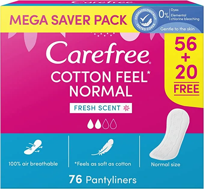 Carefree Daily Liners Cotton Fresh Megapack 76 Liners
