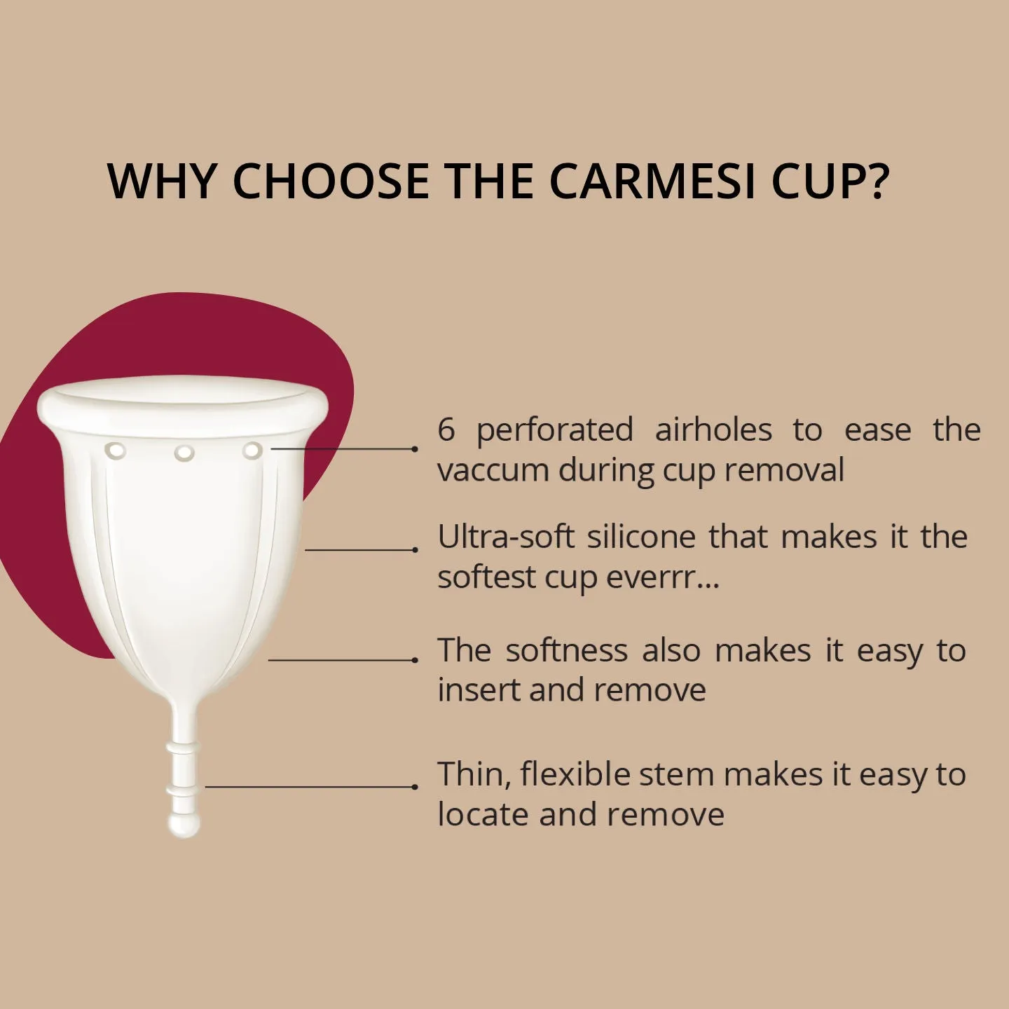 Carmesi Reusable Menstrual Cup for Women - Small Size - Softest Cup Everrr - Made in Europe - FDA & Gynecologist Approved - Rash-Free - With Free Pouch, White