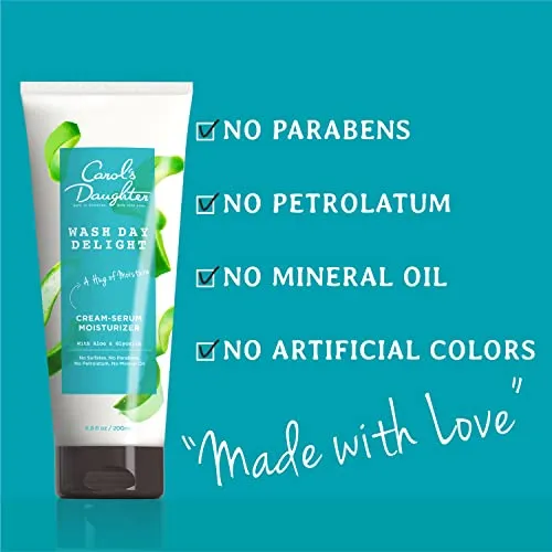 Carol's Daughter Wash Day Delight Cream Serum Hair Moisturizer for Curly Hair, Anti-Frizz, Made with Aloe and Glycerin, 6.8 fl oz