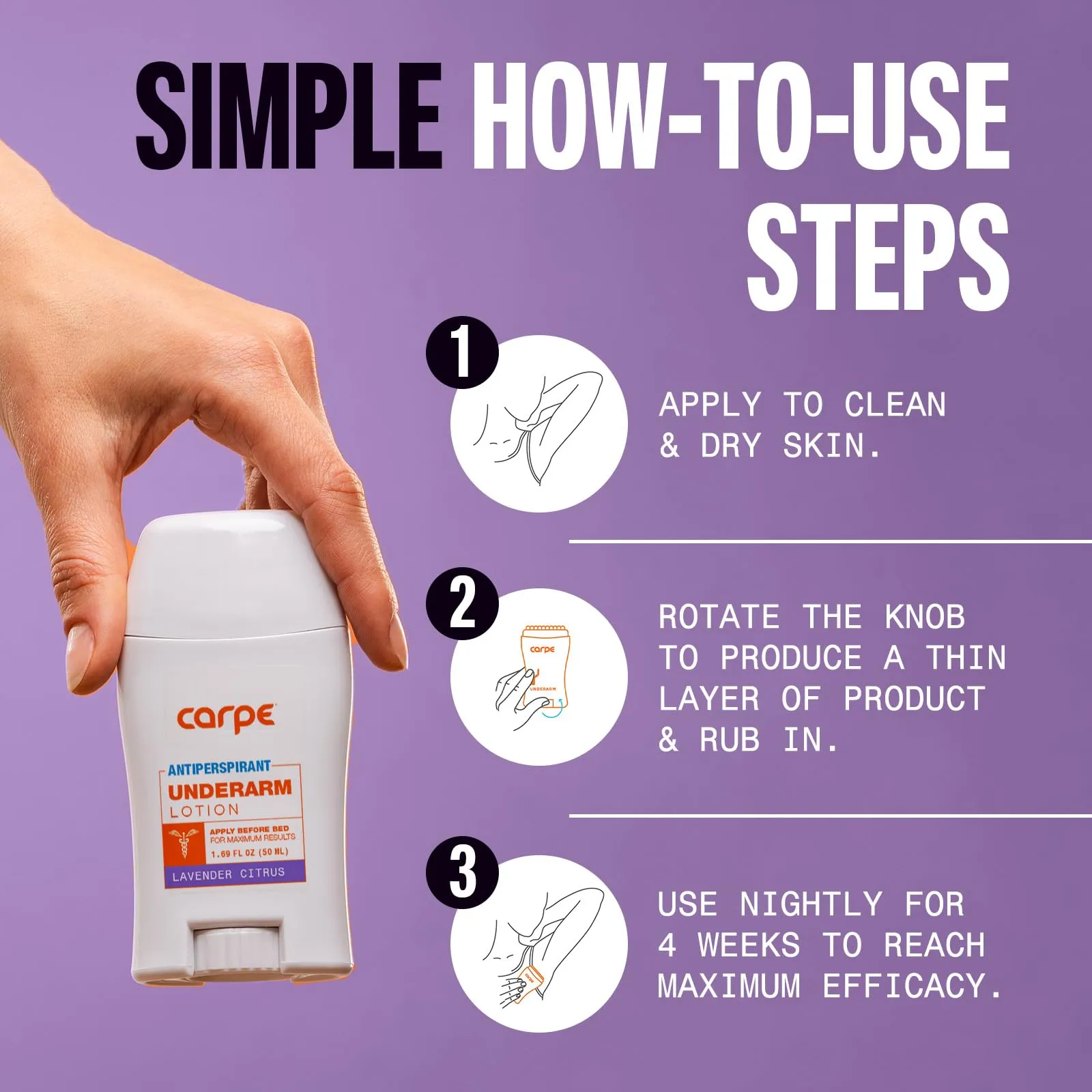 Carpe Underarm Antiperspirant Deodorant Advanced Sweat & Odor Protection Formula - Deodorant for Women & Men - Helps to Combat Excessive Sweating with Odor Control - Lavender Citrus (Pack of 2)