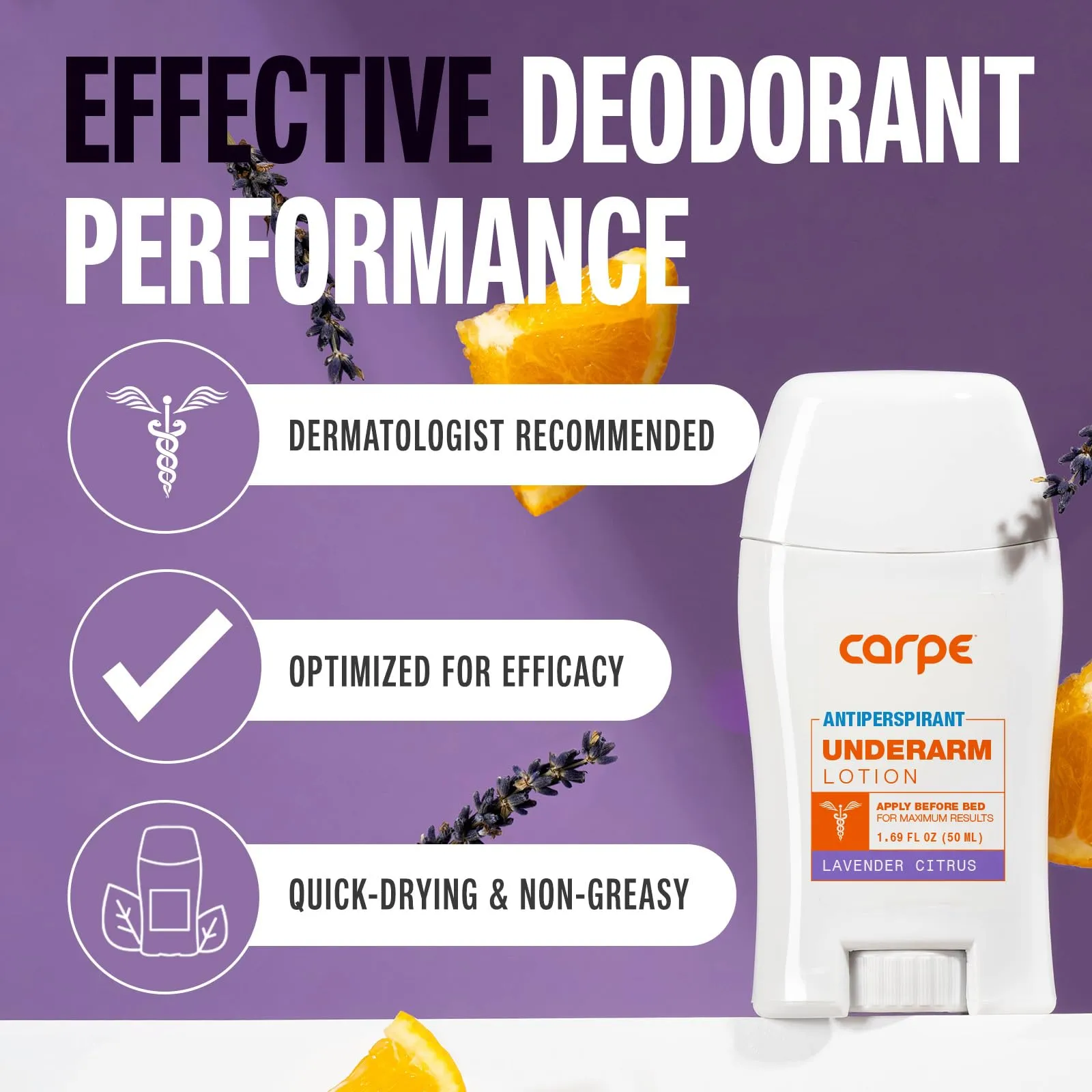 Carpe Underarm Antiperspirant Deodorant Advanced Sweat & Odor Protection Formula - Deodorant for Women & Men - Helps to Combat Excessive Sweating with Odor Control - Lavender Citrus (Pack of 2)